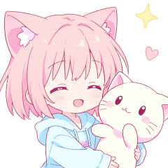 [LINEスタンプ] ねこ耳ちゃんと癒しのにゃんこ