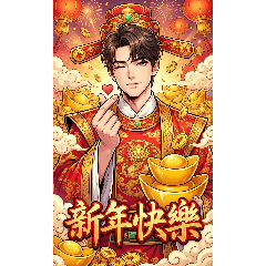 [LINEスタンプ] ハンサムなお父さん、財神爺