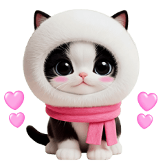 [LINEスタンプ] 可愛いハチワレ猫 まんまる帽 毎日使える