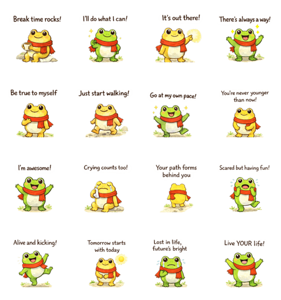 かえるの名言 英語のスタンプ詳細