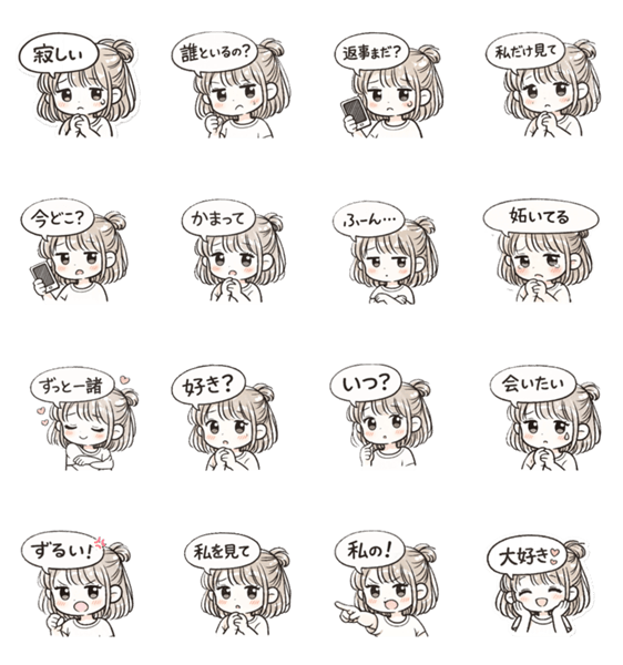 恋人に言いにくい事を伝えるスタンプ☆☆☆のスタンプ詳細