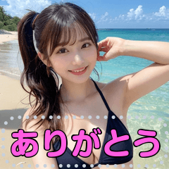 [LINEスタンプ] 【メッセージスタンプ】ビキニお姉さんin海