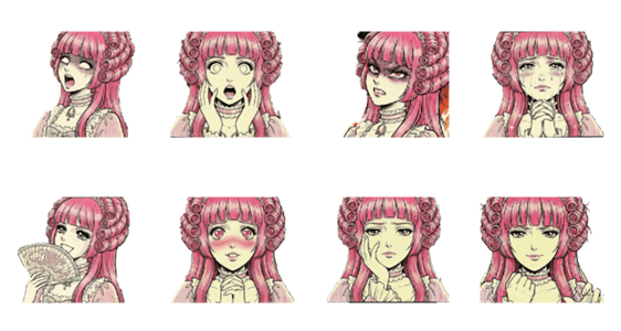 顔で伝える少女漫画風リアクションのスタンプ詳細