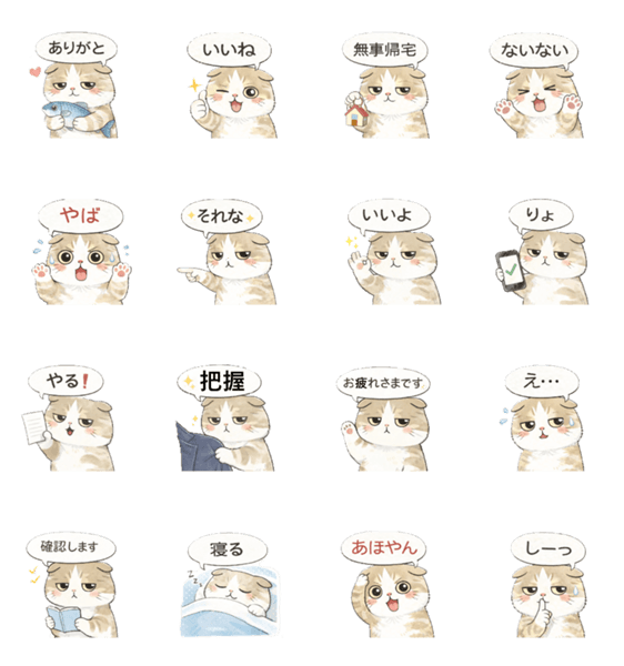 お返事スタンプ『ふて猫』のスタンプ詳細