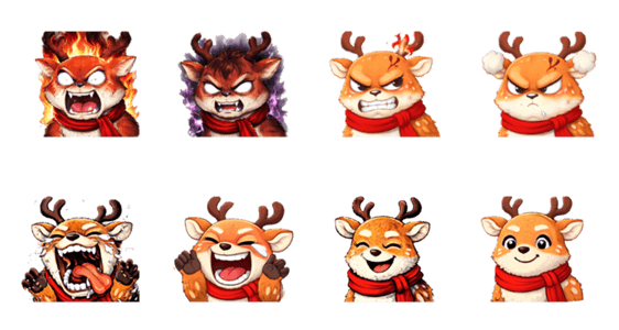 鹿の表情ビックスタンプ（怒）（笑）のスタンプ詳細