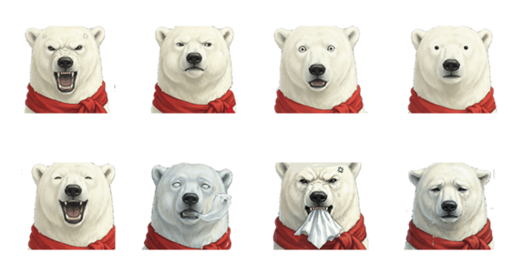 白熊ビックフェイス♪顔で伝える気持ちのスタンプ詳細