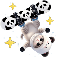 [LINEスタンプ] パンダ帽が可愛い猫 応援 冬スポーツ BIG