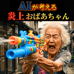 [LINEスタンプ] ⚫AIおばあちゃんYouTuber【炎上編】