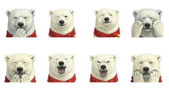 白熊♪顔だけで伝える！年中使えるのスタンプ詳細