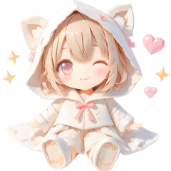 [LINEスタンプ] ふわふわ♡ねこフードちゃん