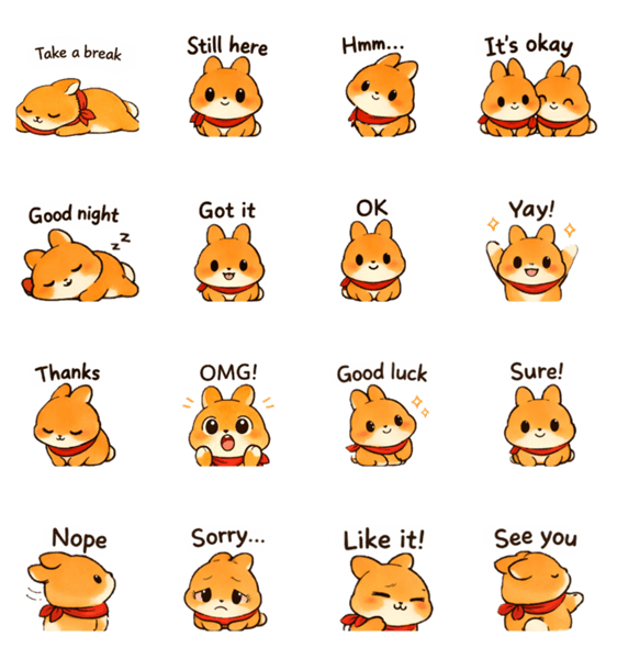 ウサギの日常☆英語のスタンプ詳細