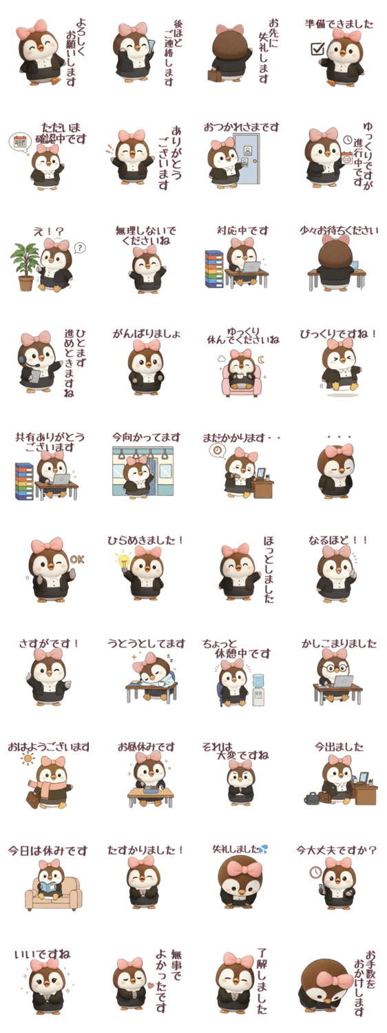 ぺんこのペンギンスタンプ お仕事のスタンプ詳細