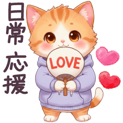 [LINEスタンプ] 毎日使える パーカーねこ 応援 日常 ハート