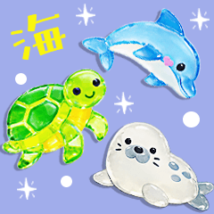 [LINEスタンプ] デコれる✨ぷっくり動物シール♬海シリーズ