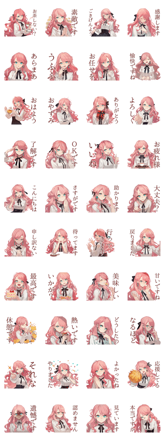 上品な女の子のティータイムのスタンプ詳細