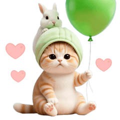 [LINEスタンプ] 飛び出す！メロン帽 猫とうさぎ 可愛い日常