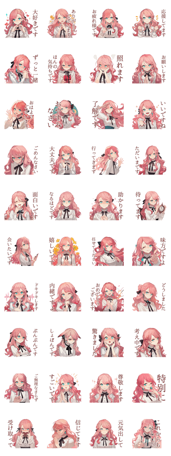 上品な女の子♡気持ちを伝える敬語のスタンプ詳細