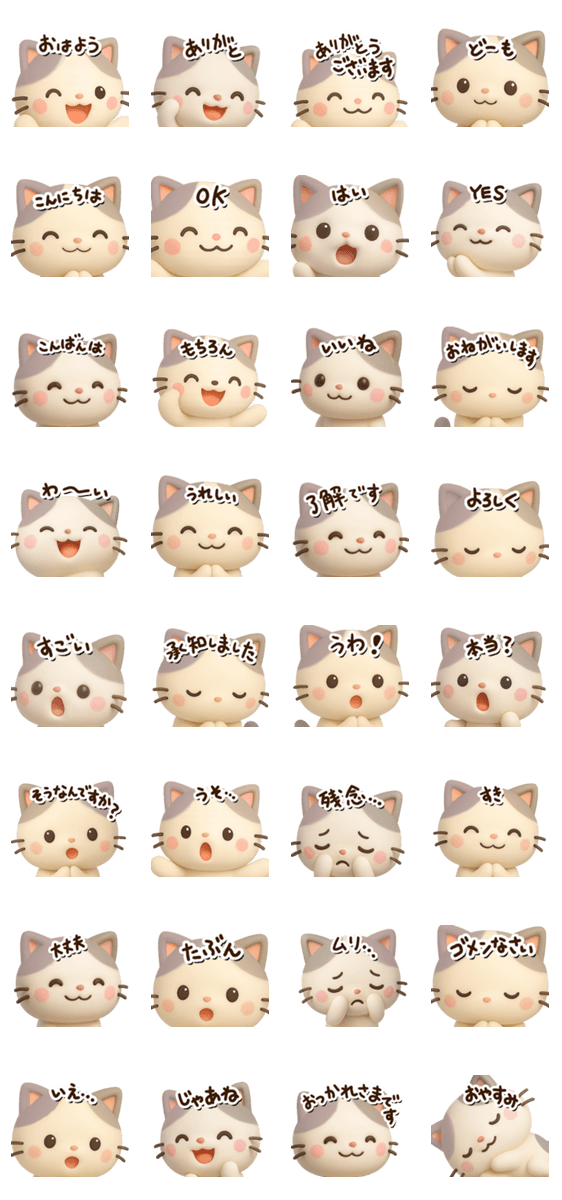 ちびブチ☆3D【どアップ】のスタンプ詳細