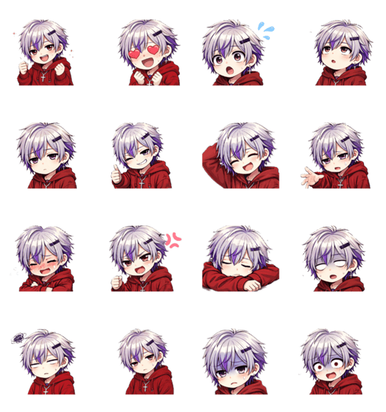 地雷系男子の感情が伝わる顔だけスタンプのスタンプ詳細