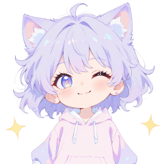 [LINEスタンプ] パープルねこちゃん♡毎日あいさつ