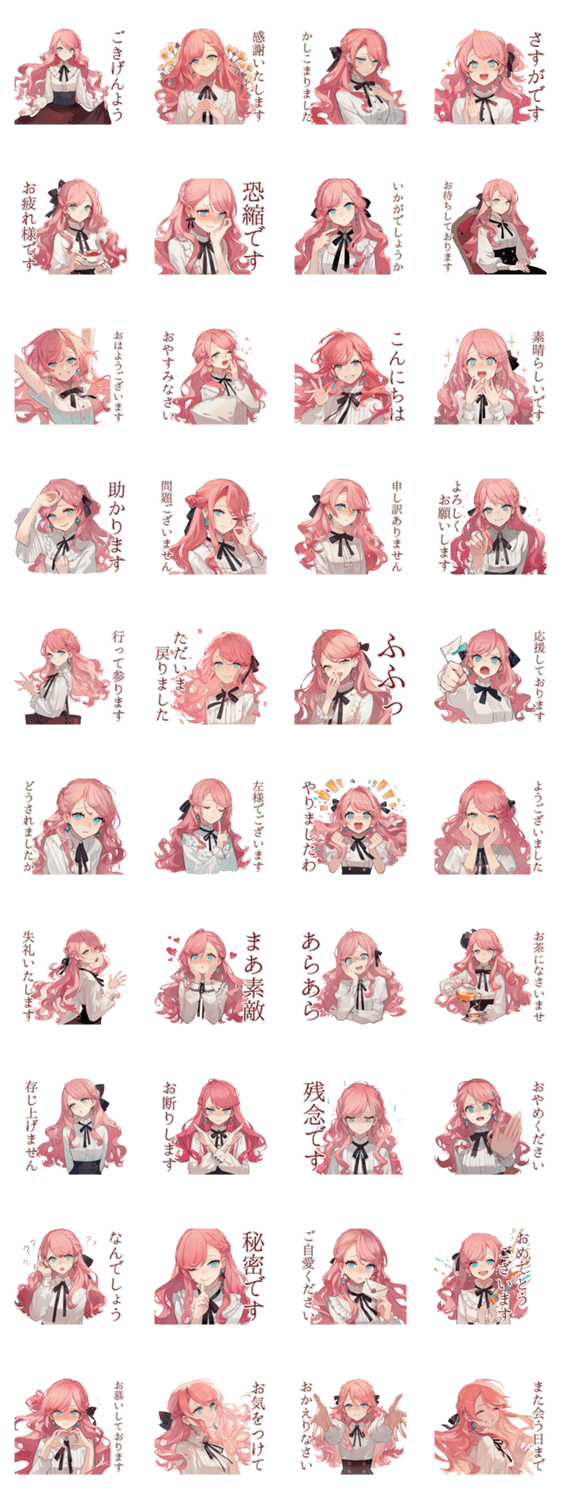 上品な女の子のやさしい敬語のスタンプ詳細