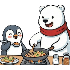 [LINEスタンプ] 白熊とペンギンの仲良しな休日