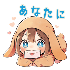 [LINEスタンプ] 気持ち伝える犬耳パーカーの女の子